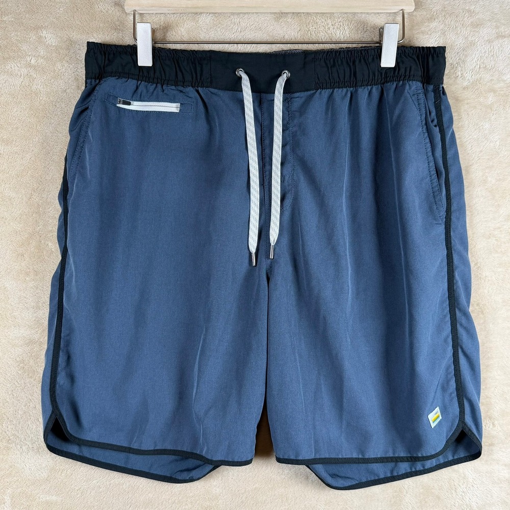 Vuori Men's Athletic Shorts Blue Elastic Waist Drawstring Pockets Size XL